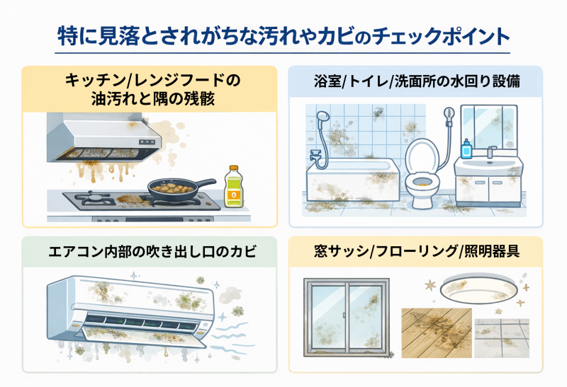 カビや汚れのチェックポイント