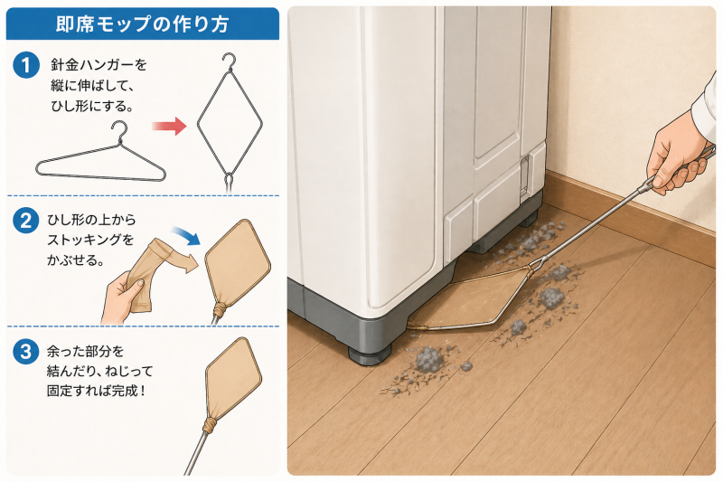即席モップの作り方