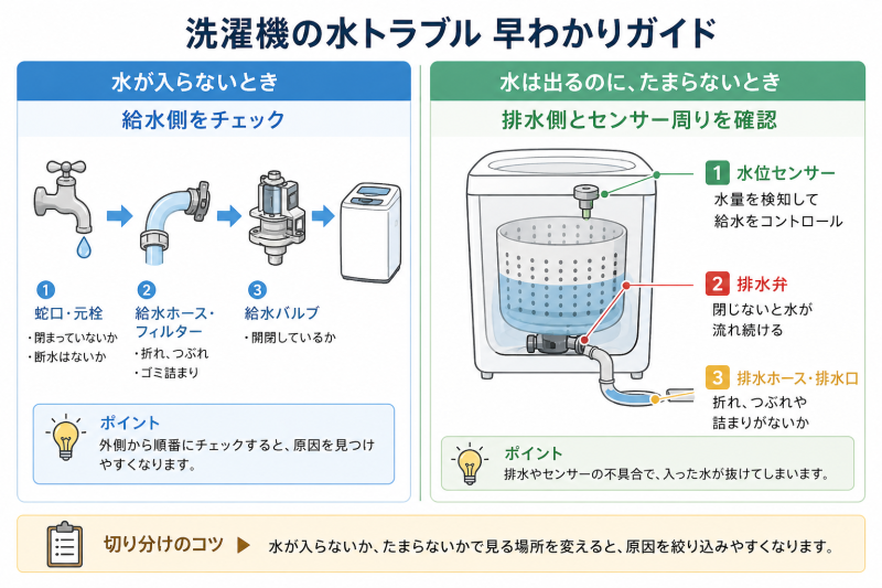 洗濯機の水トラブルの切り分け
