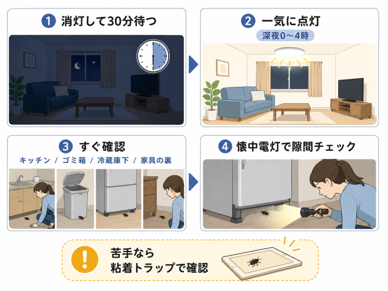 ゴキブリの目撃テスト