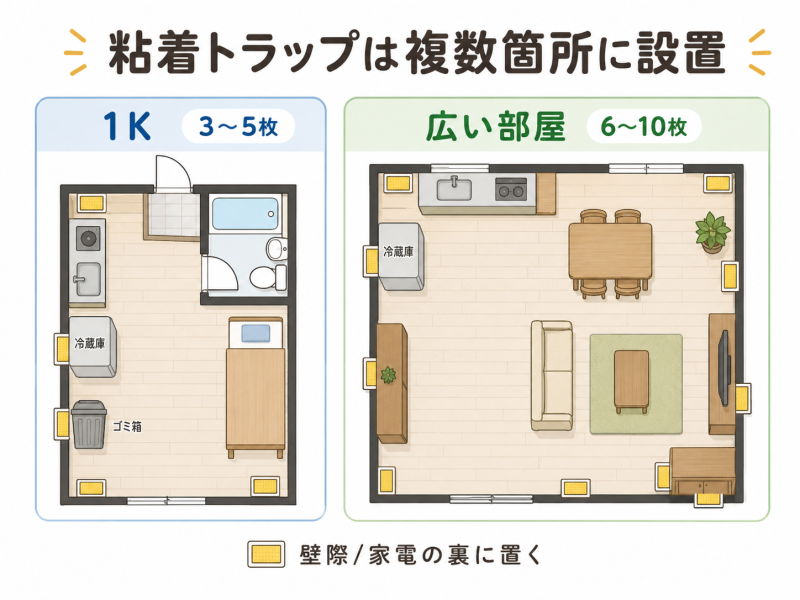 ゴキブリ対策の粘着トラップの設置