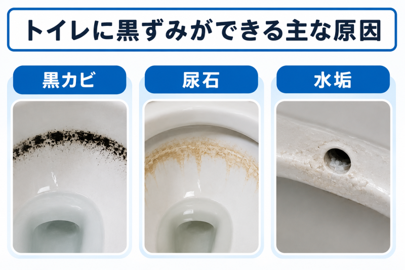 トイレの黒ずみの主な原因
