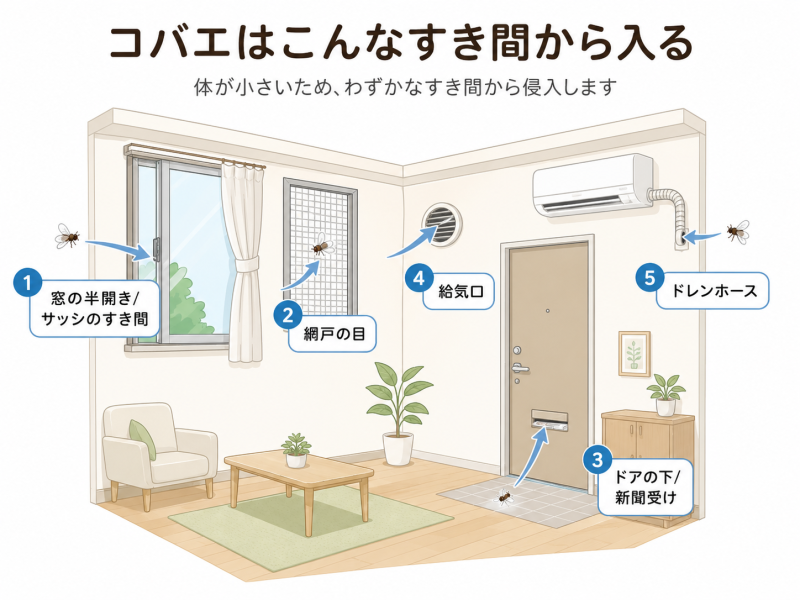 一匹見かけた時点で、見えない場所に卵や幼虫が残っているおそれがあります。