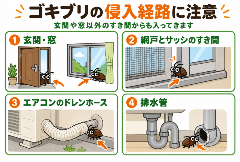 ゴキブリの侵入経路