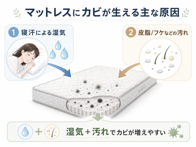 マットレスにカビが生える主な原因
