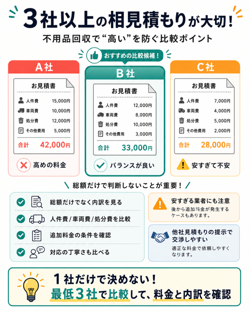 不用品回収業者の相見積もり