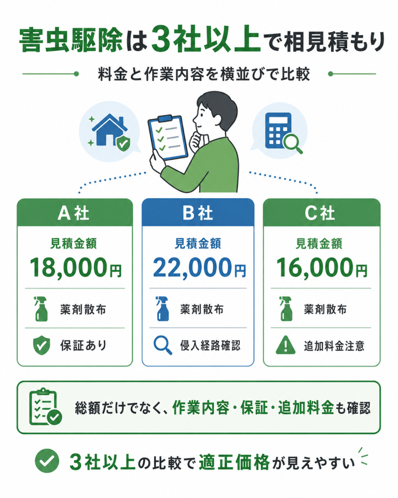 害虫駆除の3社以上での相見積もり