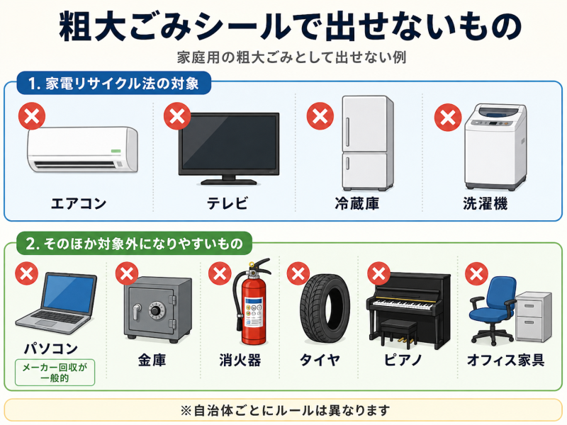 粗大ごみシールで出せないもの