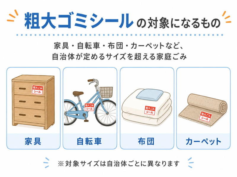 粗大ごみシールの貼付の対象になるもの