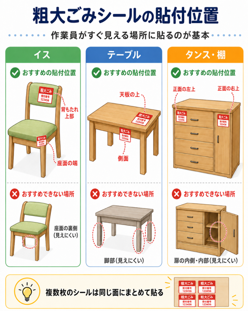 粗大ごみシールの貼付位置