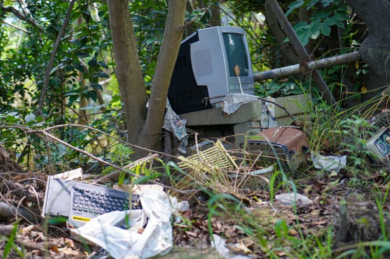 雑木林に捨てられた電化製品
