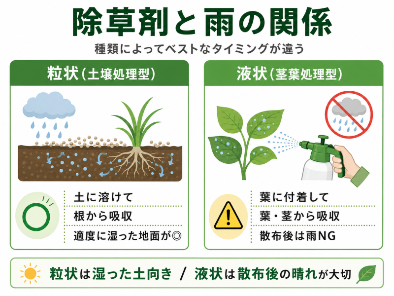 除草剤と雨の関係