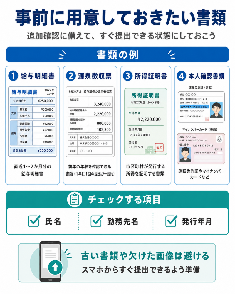 事前に用意しておきたい書類