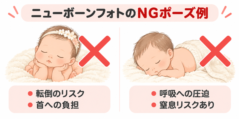 ニューボーンフォトのNGポーズ例