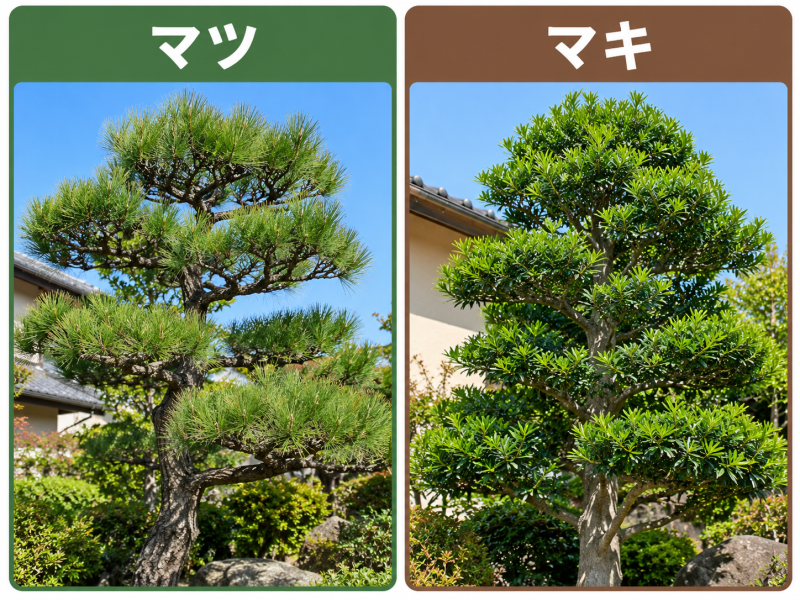 マツの木とマキの木