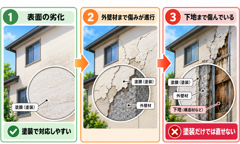 塗装だけでは直せなくなる