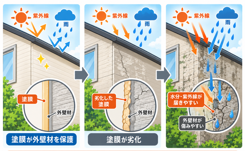 外壁材まで傷みやすくなる