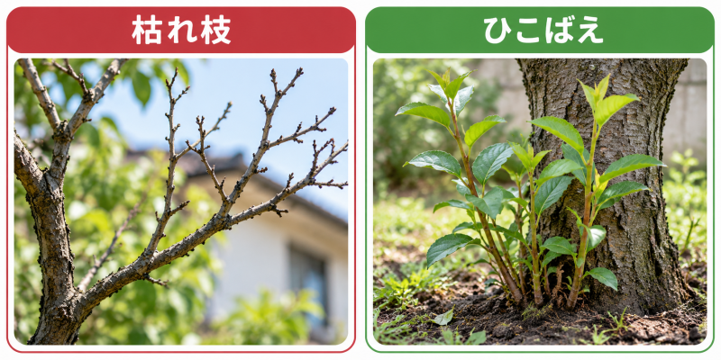 枯れ枝とひこばえ