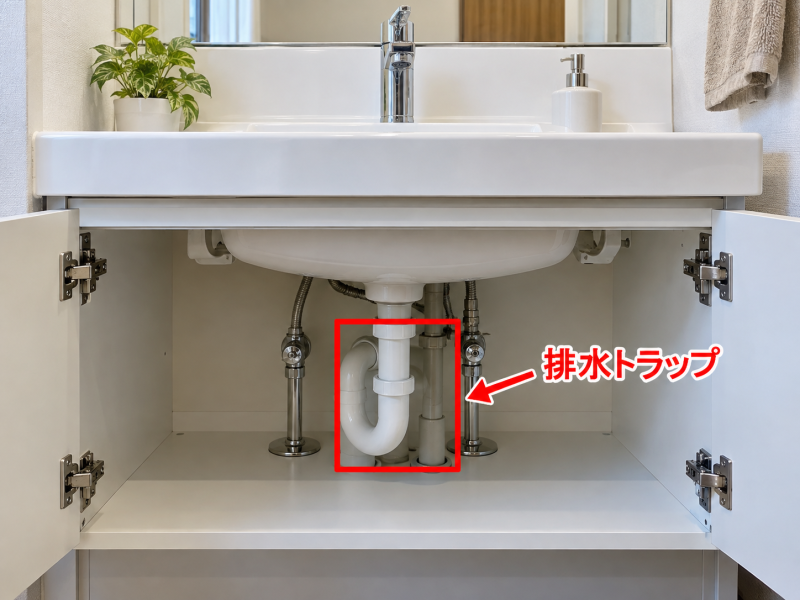 洗面所の排水トラップ